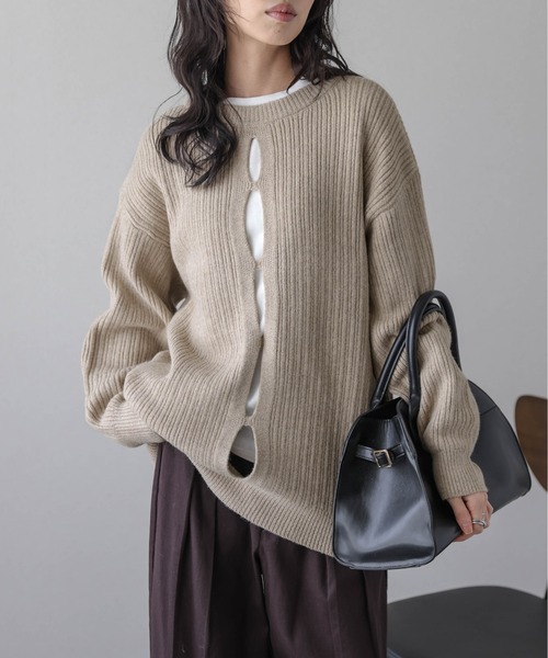 AMELY(エミリー)の「2WAYリブニットカーディガン(カーディガン/ボレロ・レディース・ベージュ/グレー/ブラック・フリー)」の16枚目の写真