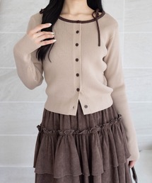 clear | 肩リボン配色ニットカーディガン［大人 カジュアル 着回し力抜群］≪AW新作≫(カーディガン/ボレロ)