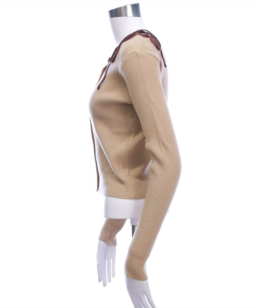 clear（クリア）の「肩リボン配色ニットカーディガン［大人 カジュアル 着回し力抜群］（カーディガン/ボレロ・レディース・アイボリー/ブラック/ピンク/ベージュ/グレー・F）」の8枚目の写真