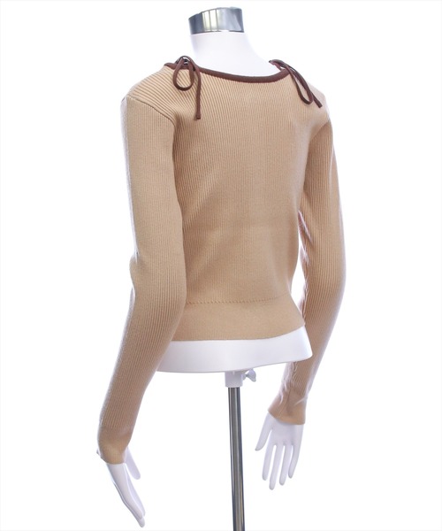 clear（クリア）の「肩リボン配色ニットカーディガン［大人 カジュアル 着回し力抜群］（カーディガン/ボレロ・レディース・アイボリー/ブラック/ピンク/ベージュ/グレー・F）」の7枚目の写真