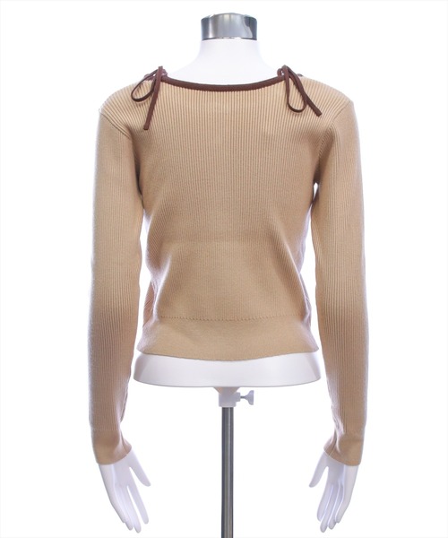 clear（クリア）の「肩リボン配色ニットカーディガン［大人 カジュアル 着回し力抜群］（カーディガン/ボレロ・レディース・アイボリー/ブラック/ピンク/ベージュ/グレー・F）」の6枚目の写真