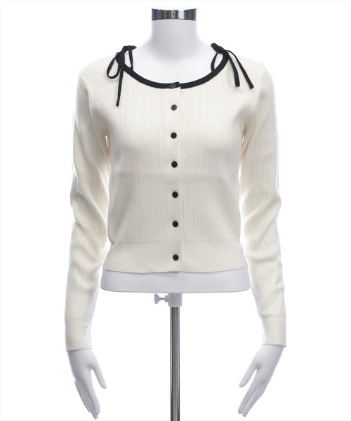 clear（クリア）の「肩リボン配色ニットカーディガン［大人 カジュアル 着回し力抜群］（カーディガン/ボレロ・レディース・アイボリー/ブラック/ピンク/ベージュ/グレー・F）」の17枚目の写真