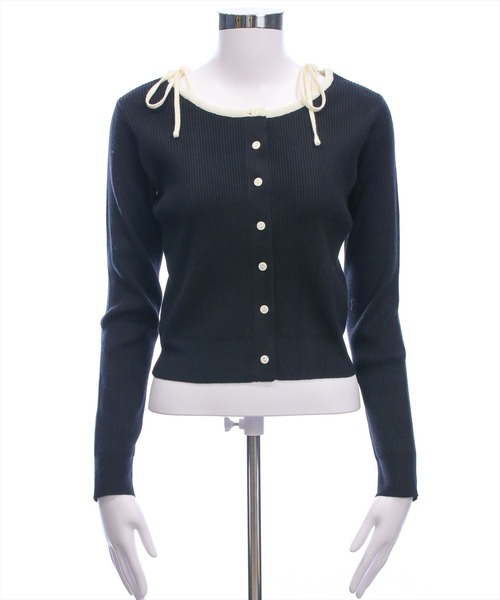 clear（クリア）の「肩リボン配色ニットカーディガン［大人 カジュアル 着回し力抜群］（カーディガン/ボレロ・レディース・アイボリー/ブラック/ピンク/ベージュ/グレー・F）」の16枚目の写真