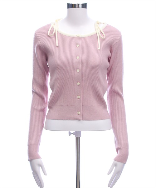 clear（クリア）の「肩リボン配色ニットカーディガン［大人 カジュアル 着回し力抜群］（カーディガン/ボレロ・レディース・アイボリー/ブラック/ピンク/ベージュ/グレー・F）」の15枚目の写真