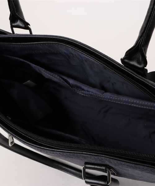 TAKA-Q(タカキュー)の「トート バッグ メンズ 鞄 A4対応 2WAY 撥水 クッションポケット 杢ポリ×合皮 コンビ 切替(トートバッグ・メンズ・ネイビー/ブラック・FREE)」の5枚目の写真