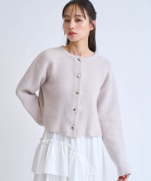 NOELA(ノエラ)の「ラクーンブレンドニットジャケット(ニット/セーター・レディース・ピンク/イエロー/ベージュ/チャコールグレー・フリー)」の3枚目の写真