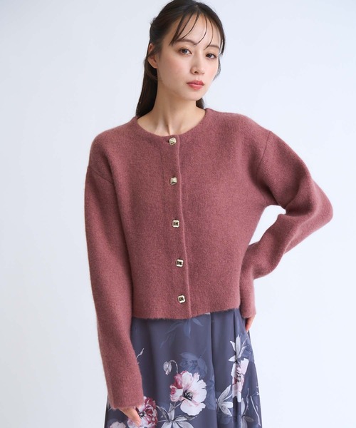 NOELA(ノエラ)の「ラクーンブレンドニットジャケット(ニット/セーター・レディース・ピンク/イエロー/ベージュ/チャコールグレー・フリー)」の4枚目の写真