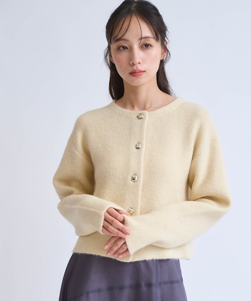 NOELA(ノエラ)の「ラクーンブレンドニットジャケット(ニット/セーター・レディース・ピンク/イエロー/ベージュ/チャコールグレー・フリー)」の1枚目の写真