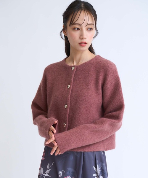 NOELA(ノエラ)の「ラクーンブレンドニットジャケット(ニット/セーター・レディース・ピンク/イエロー/ベージュ/チャコールグレー・フリー)」の7枚目の写真