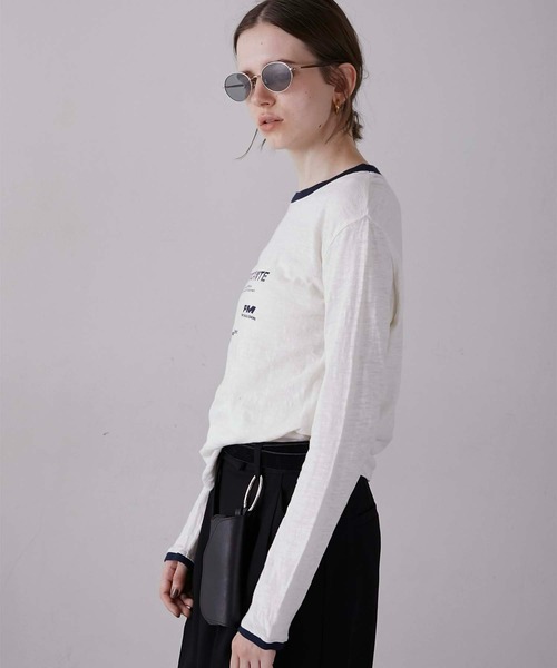 LA PEAU DE GEM（ラポドゥジェム）の「【LA PEAU DE GEM】sheer print tee/シアープリントTEE（Tシャツ/カットソー・レディース・グレー/ホワイト・FREE）」の5枚目の写真