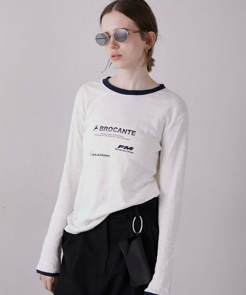 LA PEAU DE GEM（ラポドゥジェム）の「【LA PEAU DE GEM】sheer print tee/シアープリントTEE（Tシャツ/カットソー・レディース・グレー/ホワイト・FREE）」の6枚目の写真