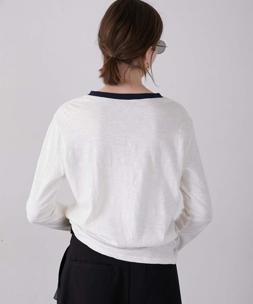 LA PEAU DE GEM（ラポドゥジェム）の「【LA PEAU DE GEM】sheer print tee/シアープリントTEE（Tシャツ/カットソー・レディース・グレー/ホワイト・FREE）」の3枚目の写真