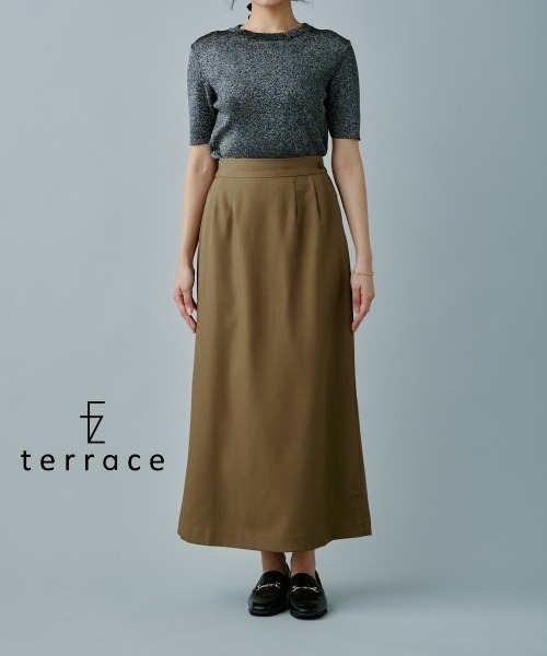 terrace(テラス)の「美ラインシルエットドレープナロースカート(スカート・レディース・グレー/ブラック/ブラウン・MEDIUM)」の2枚目の写真
