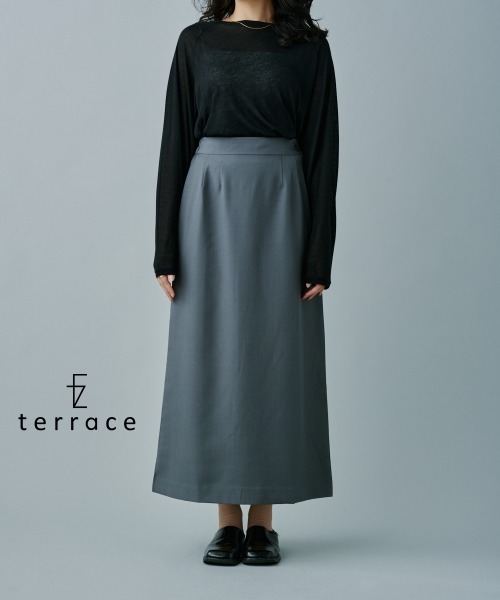 terrace(テラス)の「美ラインシルエットドレープナロースカート(スカート・レディース・グレー/ブラック/ブラウン・MEDIUM)」の3枚目の写真