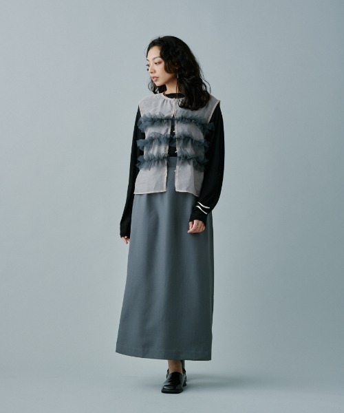 terrace(テラス)の「美ラインシルエットドレープナロースカート(スカート・レディース・グレー/ブラック/ブラウン・MEDIUM)」の9枚目の写真