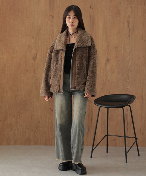 SUWDEE(スーディー)の「boa side belt zip up coat(その他アウター・レディース・モカ・FREE)」の5枚目の写真