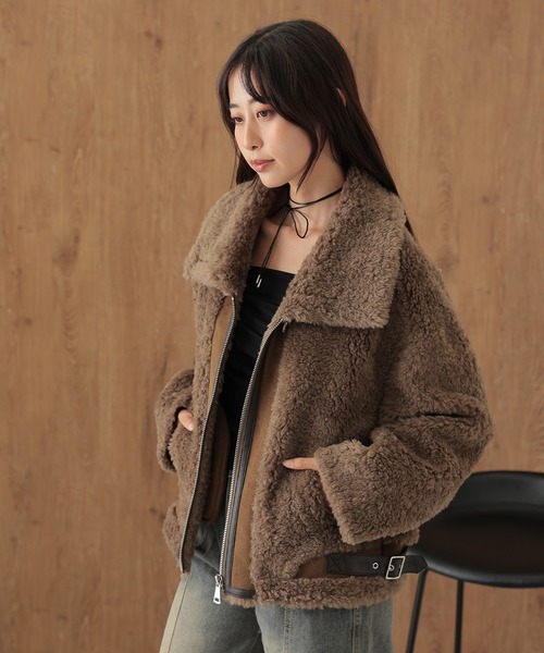 SUWDEE(スーディー)の「boa side belt zip up coat(その他アウター・レディース・モカ・FREE)」の6枚目の写真