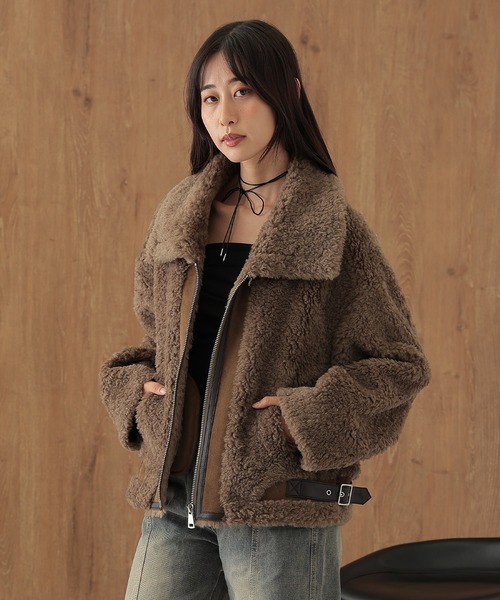 SUWDEE(スーディー)の「boa side belt zip up coat(その他アウター・レディース・モカ・FREE)」の7枚目の写真