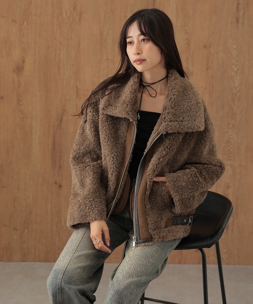 SUWDEE(スーディー)の「boa side belt zip up coat(その他アウター・レディース・モカ・FREE)」の8枚目の写真