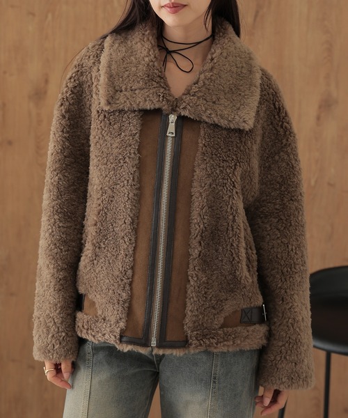 SUWDEE(スーディー)の「boa side belt zip up coat(その他アウター・レディース・モカ・FREE)」の9枚目の写真