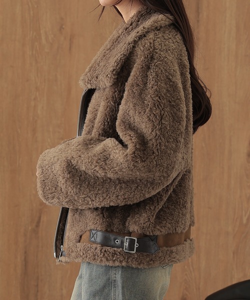 SUWDEE(スーディー)の「boa side belt zip up coat(その他アウター・レディース・モカ・FREE)」の10枚目の写真