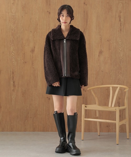 SUWDEE(スーディー)の「boa side belt zip up coat(その他アウター・レディース・モカ・FREE)」の2枚目の写真