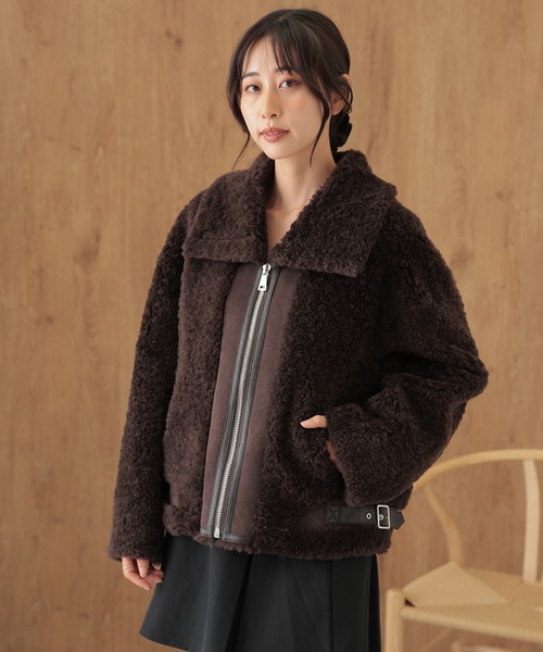 SUWDEE(スーディー)の「boa side belt zip up coat(その他アウター・レディース・モカ・FREE)」の3枚目の写真