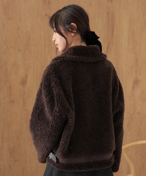 SUWDEE(スーディー)の「boa side belt zip up coat(その他アウター・レディース・モカ・FREE)」の4枚目の写真