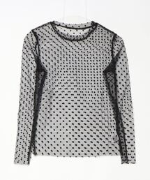 シアードット柄長袖Tシャツ