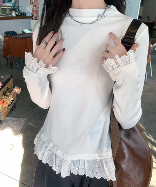 WESTSEA(ウエストシー)の「フリル付き タートルネック(ニット/セーター・レディース・ホワイト/アイボリー/グレー・L/M)」の5枚目の写真