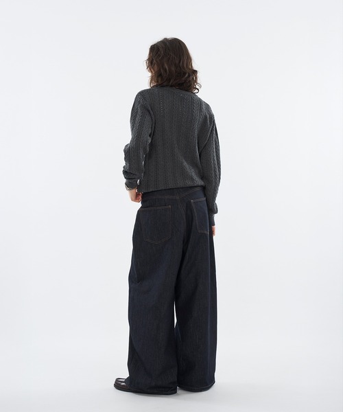WISH FOR EVER(ウィッシュフォーエバー)の「SILVER BUTTON CABLE HENRY NECK KNIT LONG SLEEVE / シルバーボタンケーブヘンリーネックニットロングスリーブ(ニット/セーター・メンズ・チャコールグレー/ブラック/ネイビー・SMALL/MEDIUM/LARGE)」の8枚目の写真
