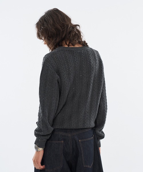 WISH FOR EVER(ウィッシュフォーエバー)の「SILVER BUTTON CABLE HENRY NECK KNIT LONG SLEEVE / シルバーボタンケーブヘンリーネックニットロングスリーブ(ニット/セーター・メンズ・チャコールグレー/ブラック/ネイビー・SMALL/MEDIUM/LARGE)」の11枚目の写真