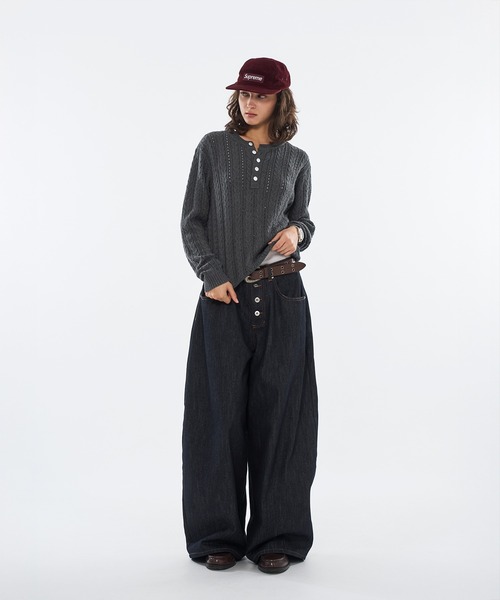 WISH FOR EVER(ウィッシュフォーエバー)の「SILVER BUTTON CABLE HENRY NECK KNIT LONG SLEEVE / シルバーボタンケーブヘンリーネックニットロングスリーブ(ニット/セーター・メンズ・チャコールグレー/ブラック/ネイビー・SMALL/MEDIUM/LARGE)」の14枚目の写真