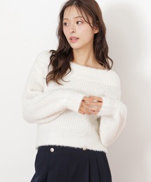 ◇フィルムラメオフショルニット