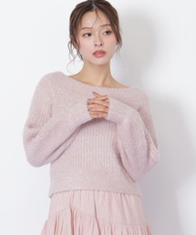 ◇フィルムラメオフショルニット