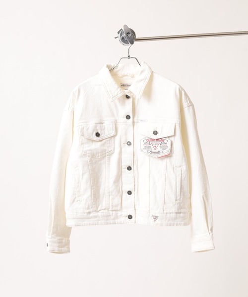 GUESS JEANS(ゲスジーンズ)の「GUESS JEANS GJ OVERSIZE TRUCKER JACKET ゲス オーバーサイズ デニムトラッカージャケット(デニムジャケット・レディース・ホワイト/パープル・XS/S/M)」の3枚目の写真