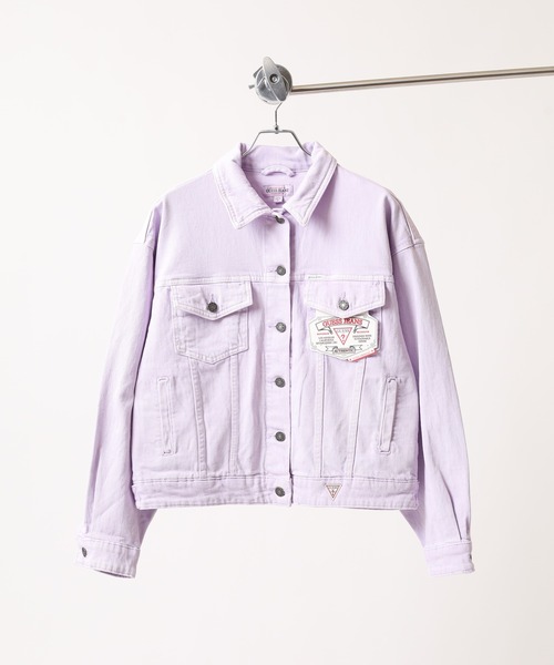 GUESS JEANS(ゲスジーンズ)の「GUESS JEANS GJ OVERSIZE TRUCKER JACKET ゲス オーバーサイズ デニムトラッカージャケット(デニムジャケット・レディース・ホワイト/パープル・XS/S/M)」の4枚目の写真