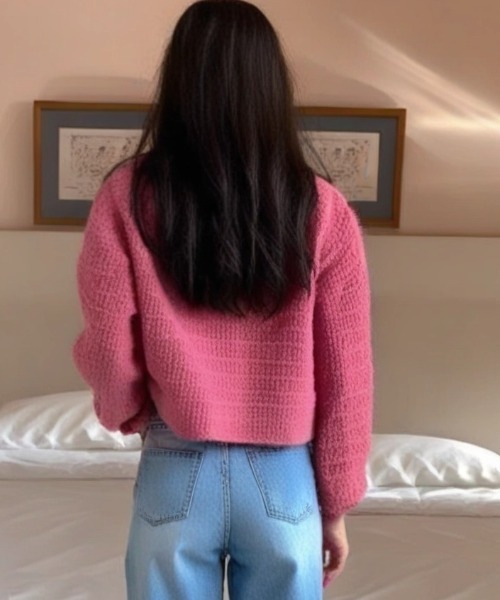 cammie(キャミー)の「パールボタンふわふわニットカーディガン(カーディガン/ボレロ・レディース・ベージュ/グリーン/ピンク/ホワイト・F)」の20枚目の写真