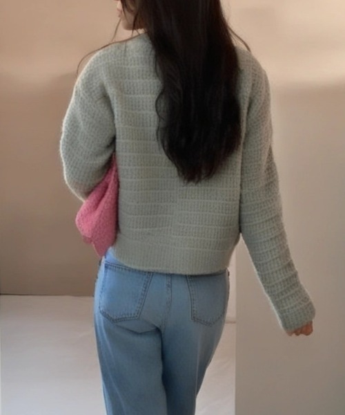 cammie(キャミー)の「パールボタンふわふわニットカーディガン(カーディガン/ボレロ・レディース・ベージュ/グリーン/ピンク/ホワイト・F)」の16枚目の写真