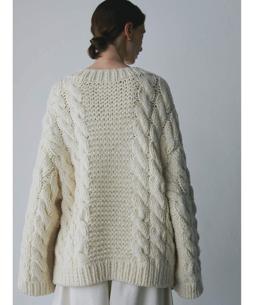 HER.（ハー）の「ハンドケーブルニットプルオーバー（ニット/セーター・レディース・オフホワイト/ブラック・フリー）」の7枚目の写真