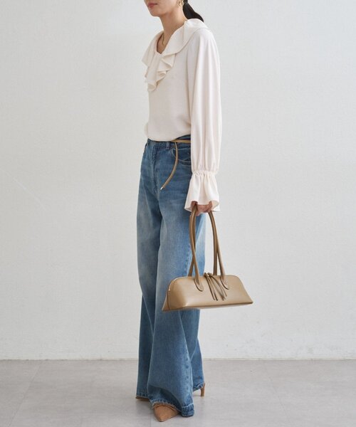 LOUNGEDRESS（ラウンジドレス）の「ジョーゼットフリルブラウス（シャツ/ブラウス・レディース・ブラック/オフホワイト・FREE）」の3枚目の写真