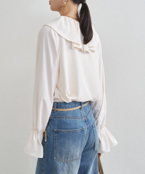 LOUNGEDRESS（ラウンジドレス）の「ジョーゼットフリルブラウス（シャツ/ブラウス・レディース・ブラック/オフホワイト・FREE）」の8枚目の写真