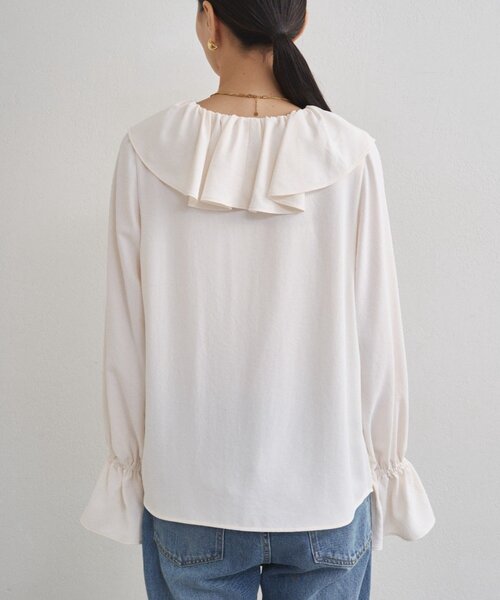 LOUNGEDRESS（ラウンジドレス）の「ジョーゼットフリルブラウス（シャツ/ブラウス・レディース・ブラック/オフホワイト・FREE）」の13枚目の写真