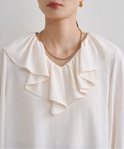 LOUNGEDRESS（ラウンジドレス）の「ジョーゼットフリルブラウス（シャツ/ブラウス・レディース・ブラック/オフホワイト・FREE）」の14枚目の写真