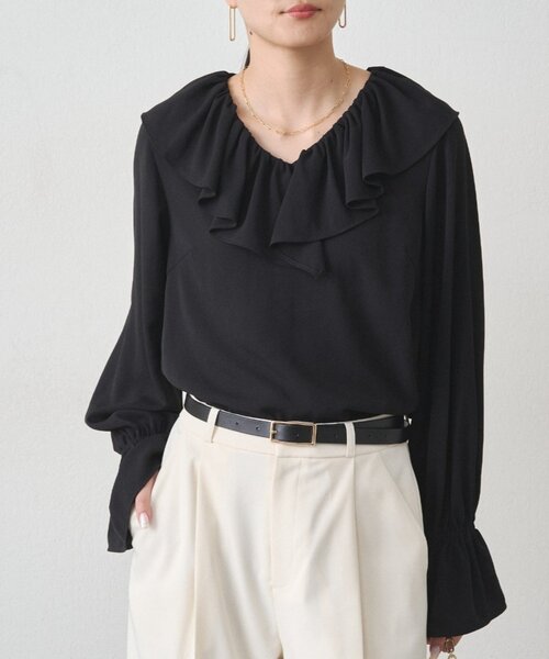 LOUNGEDRESS（ラウンジドレス）の「ジョーゼットフリルブラウス（シャツ/ブラウス・レディース・ブラック/オフホワイト・FREE）」の22枚目の写真