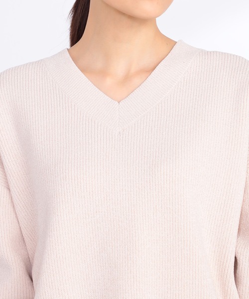 GALLORIA(ギャローリア)の「Vネックモールニット(ニット/セーター・レディース・エメラルド/グレー/オートミール・L/LL/S/M)」の9枚目の写真