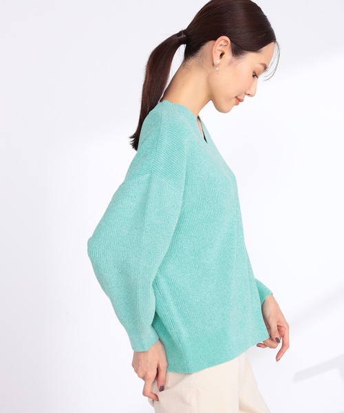 GALLORIA(ギャローリア)の「Vネックモールニット(ニット/セーター・レディース・エメラルド/グレー/オートミール・L/LL/S/M)」の12枚目の写真