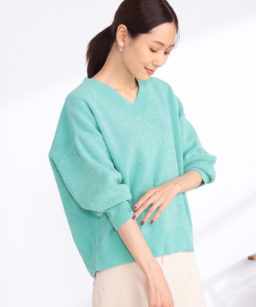 GALLORIA(ギャローリア)の「Vネックモールニット(ニット/セーター・レディース・エメラルド/グレー/オートミール・L/LL/S/M)」の14枚目の写真
