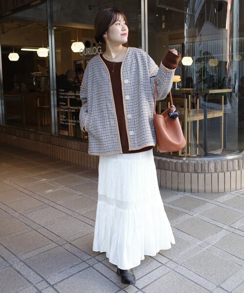 DouDou（ドゥドゥ）の「【インフルエンサー SAKURA企画】チェックハーフコート（その他アウター・レディース・ベージュ・FREE）」の12枚目の写真