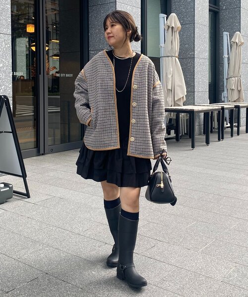 DouDou（ドゥドゥ）の「【インフルエンサー SAKURA企画】チェックハーフコート（その他アウター・レディース・ベージュ・FREE）」の15枚目の写真